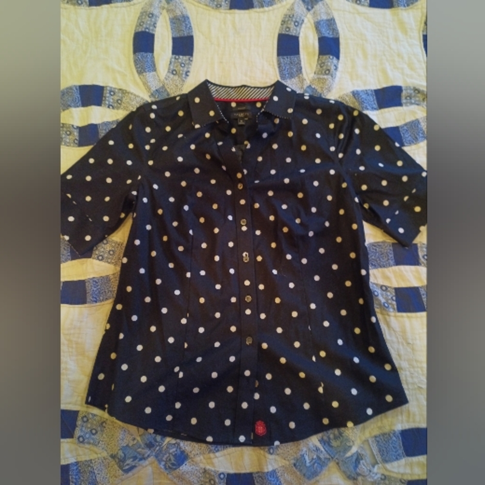 Talbot's Cotton Polka Dot Button Down Blouse Women's 4P